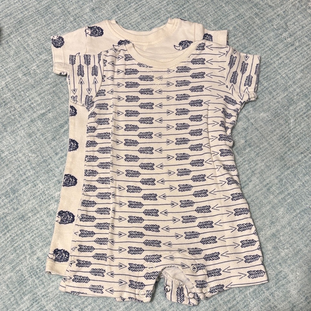 Touched by Nature Short Sleeve Baby Romper Set, 3 mo